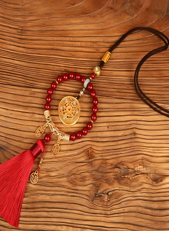 Chiorgone Cinnabar Feng Shui Hanging Ornament - Red Tassel Charm for Protection, Peace, and Good Fortune, for Auspicious Blessings. - Image 3